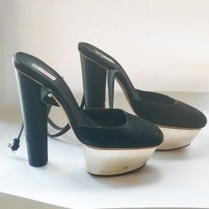 Giambattista Valli Suede & Silk Platform Heels 39